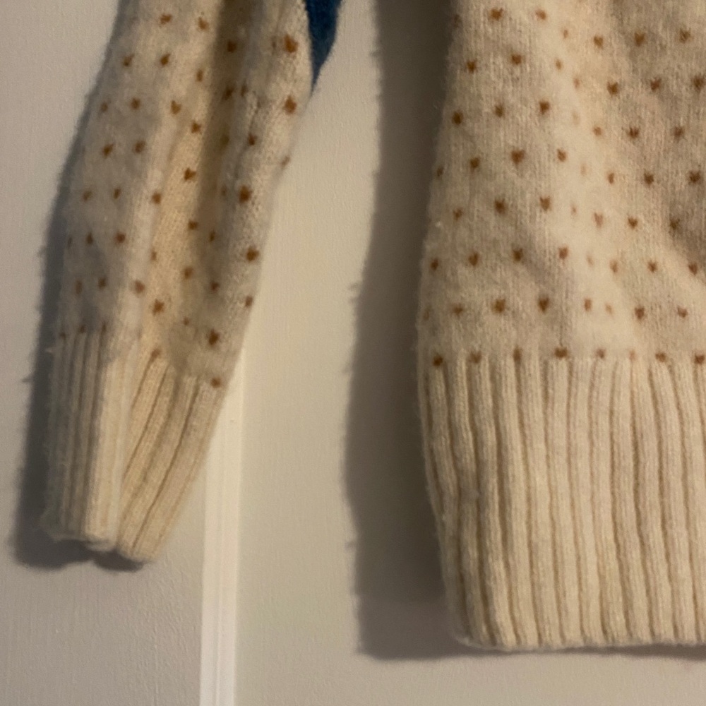 Fjallraven Ovik Cream and Blue Knit Wool Sweater Size Small See Description - Picture 4 of 8